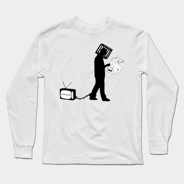 Man Trapped in Society (CONSUME & FEAR) Anti-Media Art Long Sleeve T-Shirt by AustralianMate